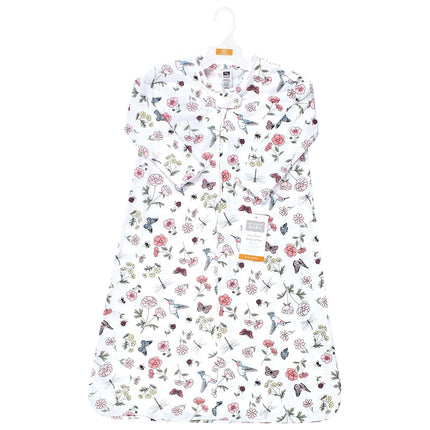 Hudson Baby Unisex Baby Long Sleeve Cotton Jersey Sleeping Bag, Sack, Blanket, Hummingbird Garden, 6-12 Months