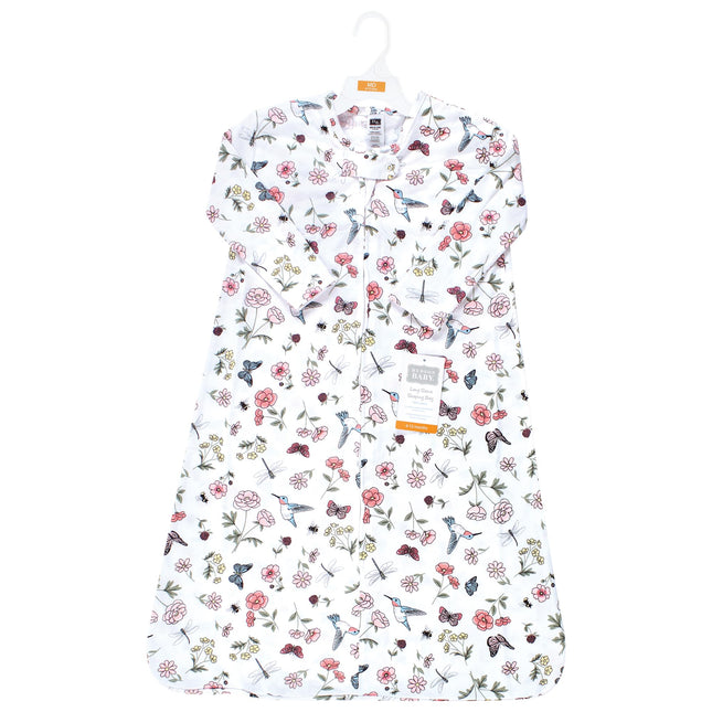 Gigoteuse en Jersey de Coton à Manches Longues Hudson Baby Unisexe pour Bébé, Couverture, Nid d'ange, Motif Jardin Colibri, 6-12 Mois