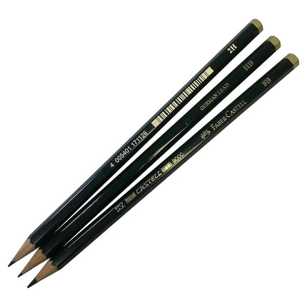 Faber-Castell 9000 Juego de lápices de grafito artístico, los mejores regalos, 12 unidades con 12 grados de dureza (2H, H, F, HB.) + 1 goma de borrar amasada + 1 goma de borrar grande sin polvo + 1 sacapuntas Faber