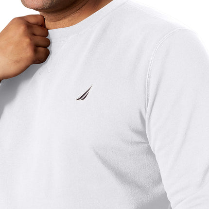 Sudadera Básica de Cuello Redondo de Forro Polar Nautica para Hombre, Blanco Brillante, XXL