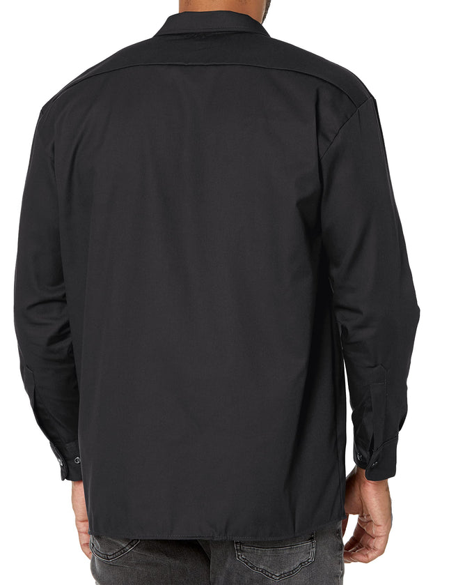 Camisa informal Dickies de manga larga para hombre, corte regular, color negro, talla extragrande