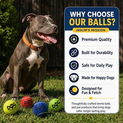 INSUM Large Tennis Balls for Dogs, 8 Pack 3.0'' Large Dog Toys Balls