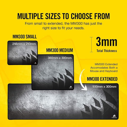 Corsair Gaming MM300 Extended Anti-Fray Cloth Gaming Mouse Mat, Black