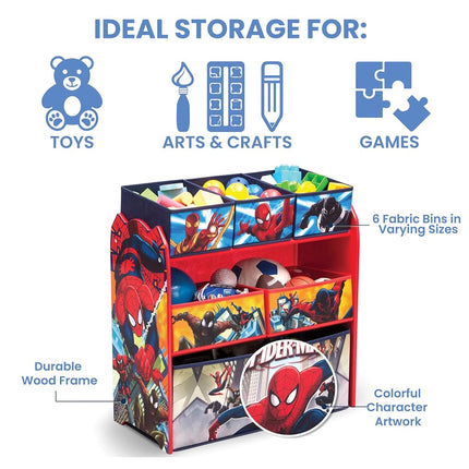 Delta Children Spider-Man Multi-Bin Toy Organiser, Plastic, Red and Blue