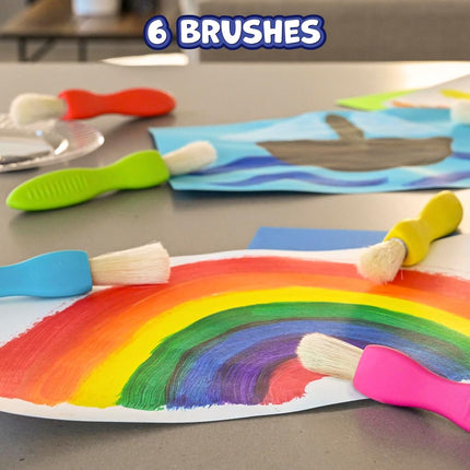 READY 2 LEARN Triangle Grip Toddler Paintbrush Set - Set of 6 - Easy-Grip Art Supplies - Thick Paint Brushes for Toddlers - Art Supplies for Toddlers 1-3
