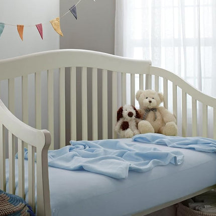 American Baby Company 100% Cotton Jersey Knit Fitted Crib Sheet for Standard Crib and Toddler Mattresses, Blue, for Boys and Girls