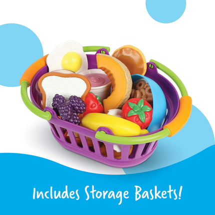 Learning Resources New Sprouts Breakfast, Lunch and Dinner Baskets, Pretend Play Toy for Toddlers, Preschool Learning Toys, Kitchen Play Toys for Kids