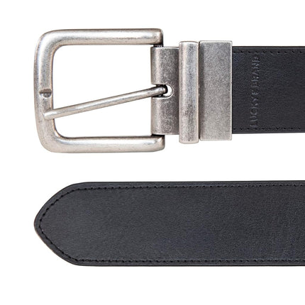 Lucky Brand Men's Reversible Genuine Leather Belt | Classic | Casual | Dress | Everyday | Western | Metal Buckle, Western Reversible - Brown/Black, 91cm