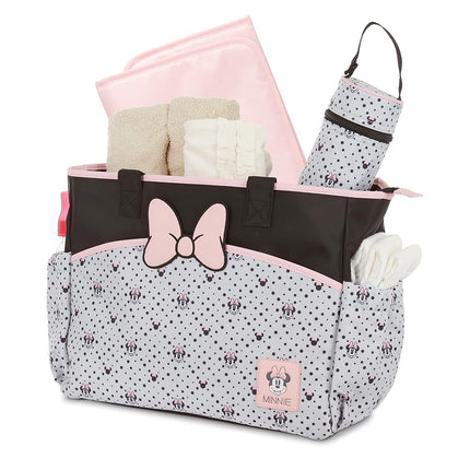 Disney Unisex Baby Cudlie Diaper Tote Moms | Large Spacious Travel Boy and Girl | 17-inch Multi-Functional Bag, Mickey Mouse Print