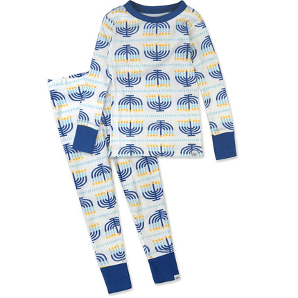 Pyjamas de Noël assortis HonestBaby pour toute la famille, 100 % coton biologique pour hommes, femmes, enfants, tout-petits, bébés garçons, bébés filles, unisexe, animaux de compagnie, Dazzle Hanukkah, Medium