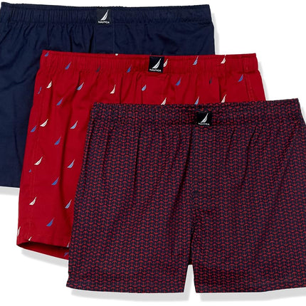 Nautica Men's Classic Cotton 3-Pack Woven Boxer Sh
