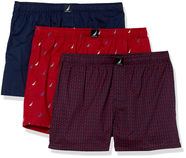 Nautica Men's Classic Cotton 3-Pack Woven Boxer Sh