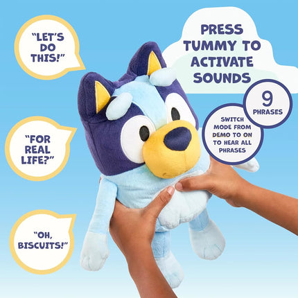 Bluey Sound Effects Talking Plush 33cm Soft Musical Toy Interactive Stuffed Toy with 9 Different Phrases Music Toys for Kids