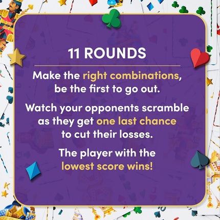 Five Crowns Waterproof Rummy Style Card Game for Kids, Family Game Night