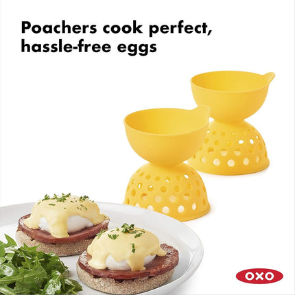 OXO 11207000 OXO GG Silicone Egg Poacher 2 Pack Quick Cooking, Yellow, One Size