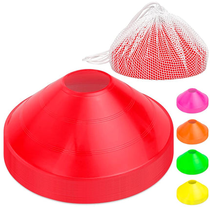 GoSports Premium Sports Cones for Training and Drills - 20 Pack with Tote - Red