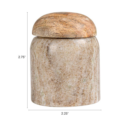 Creative Co-Op Modern Marble Wood Lid, Natural Canister