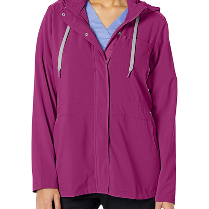 WonderWink Women's Convertible Hood Jacket, Wine, 