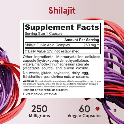 Jarrow Formulas Shilajit Fulvic Acid Complex 250 Mg, Supports Energy Production, 60 Veggie Caps