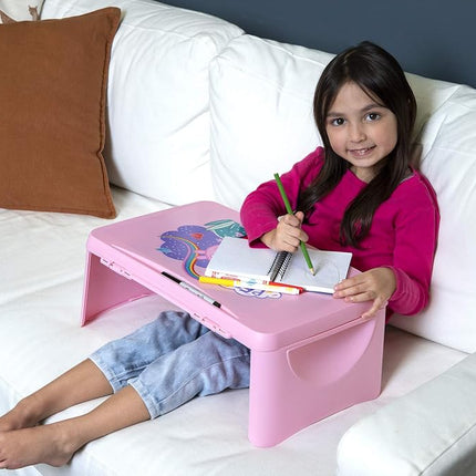 Peppa Pig Kids Lap Desk with Storage - Folding Lid and Collapsible Design - Portable for Travel or use in Bed at Home - Great for Writing, Reading or Other School Activities