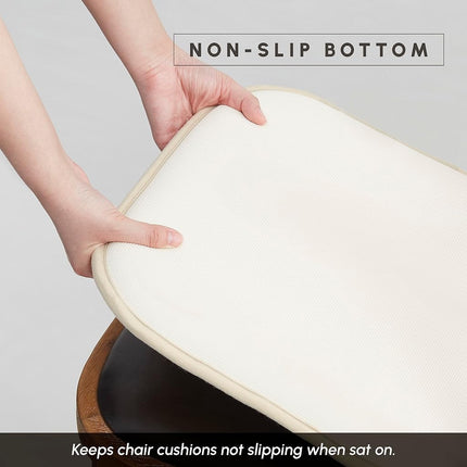 Elegant Comfort Chair Cushion Covers with Ties and Non Skid Rubber Backing-Thick Memory Foam - Soft Cushion Pad- Rounded Square Seat Cover-16 x 16 Inches- Honeycomb Textured Pattern, Set of 2, Linen