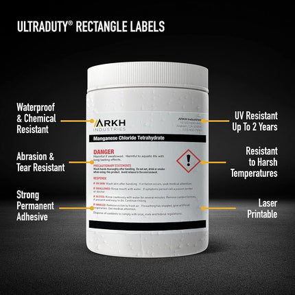 Avery UltraDuty GHS Labels, Waterproof, 2 X 3 Inch Rectangle Printable Labels, Pack of 200 White Labels for Use with Laser Printers