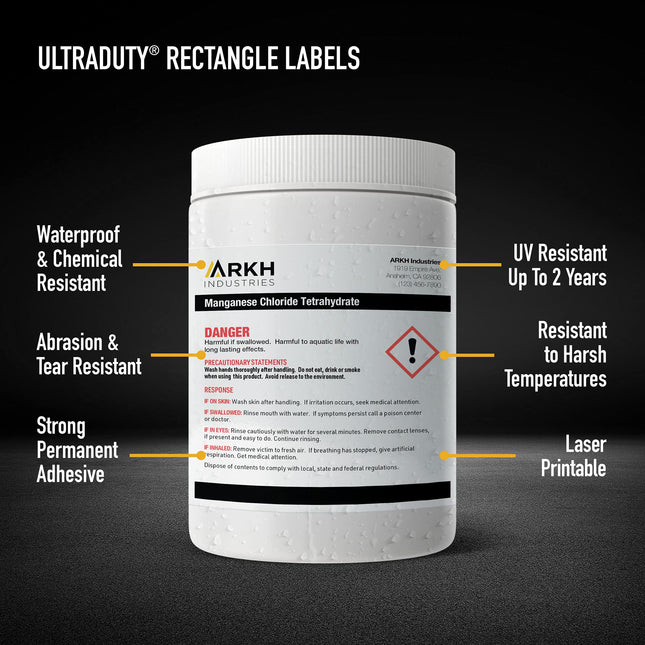 Avery UltraDuty GHS Labels, Waterproof, 2/3" x 1-3/4" Inch Rectangle Printable Labels, Pack of 1500 White Labels for Use with Laser Printers