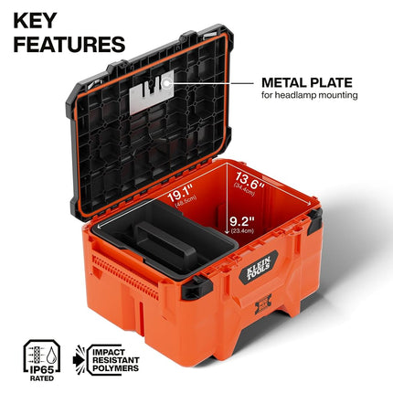 Klein Tools 54200MBX MODbox Medium Deep Tool Box, Heavy Duty Organizer with Removable Tray, Water and Debris Resistant, Stackable Module