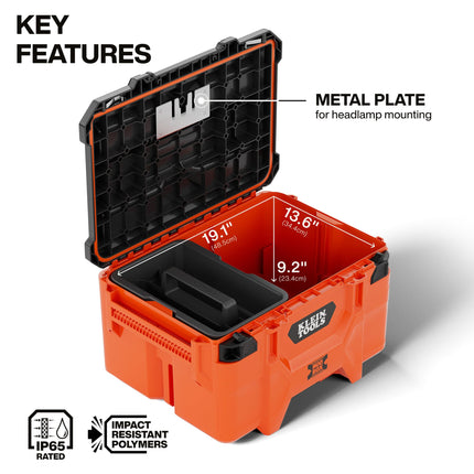 Klein Tools 54200MBX MODbox Medium Deep Tool Box, Heavy Duty Organizer with Removable Tray, Water and Debris Resistant, Stackable Module