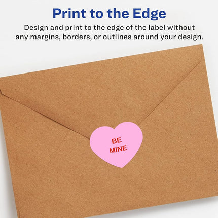Avery Matte White Heart Labels with Sure Feed, .75" x .75", 2,000 Matte White Printable Labels