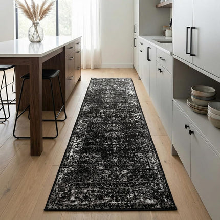 Unique Loom Sofia Collection Traditional Vintage Black Runner Rug (3' x 16')