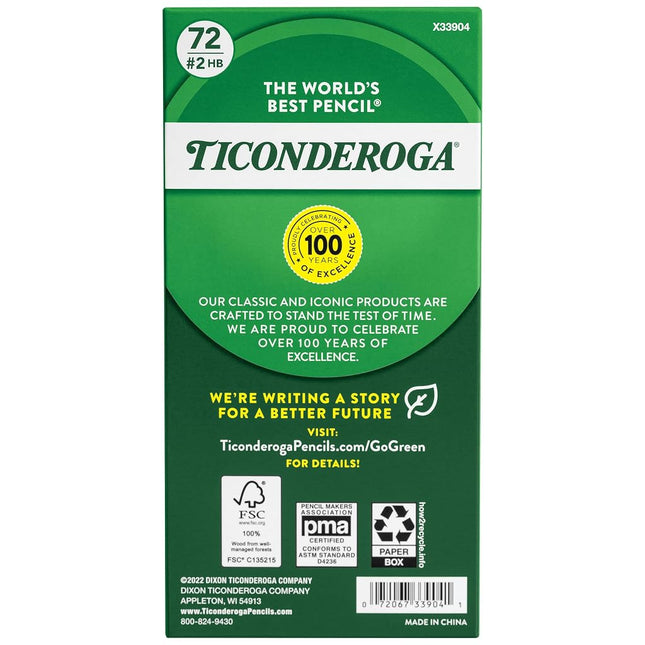 Ticonderoga No. 2/HB Soft Pencils, 72-Count, Cello Wrapped (Wood Case, Black Writing) in Yellow (33904)