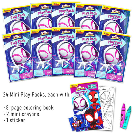 Marvel Spider Girl Gwen Stacy Mini Party Favors Set for Kids - Bundle with 24 Ghost-Spider Gwen Play Packs with Coloring Pages, Stickers, More (Spidergirl Birthday Party Supplies)