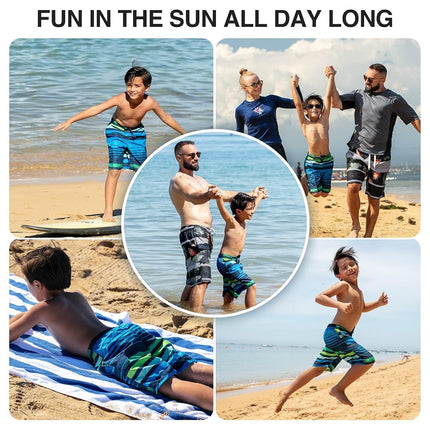 Kanu Surf Big Boys Echo Stripe Swim Trunks Blue 10/12