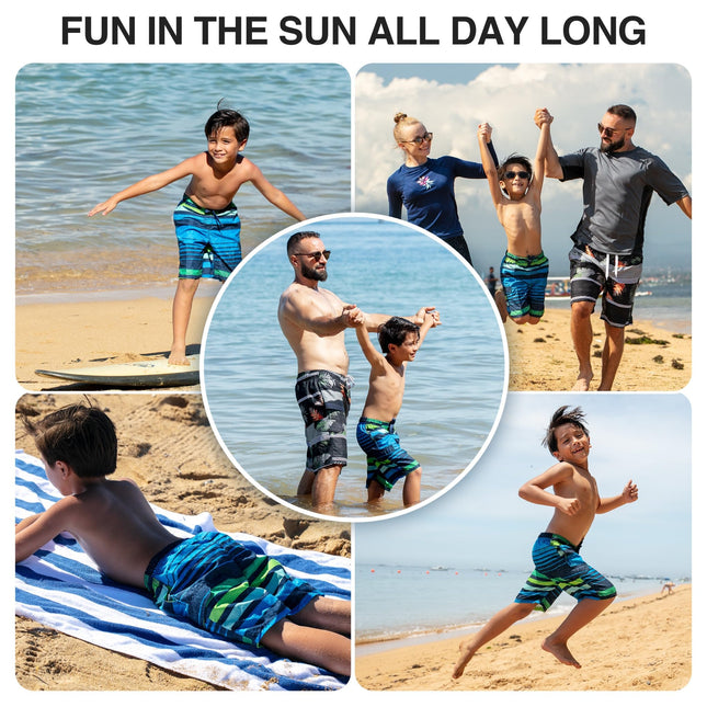 Kanu Surf Big Boys Echo Stripe Swim Trunks Blue 10/12