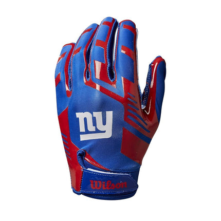 Guantes de fútbol americano Wilson NFL Stretch Fit - New York Giants-Juveniles (WTF9327NG)