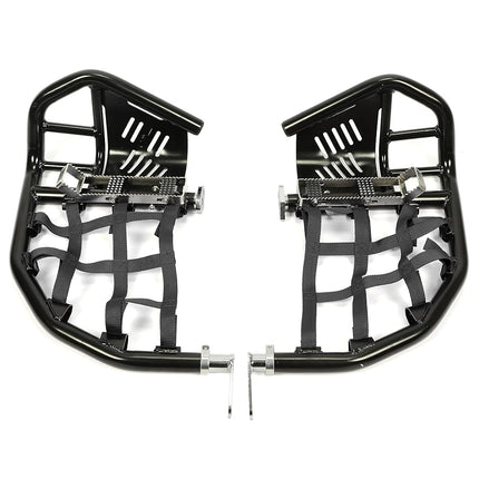 ALMULOO Nerf Bars Foot Pegs with Heel Guard, Compatible with 1999-2024 Honda 400EX 400X (Black Nerfs & Black Nets)