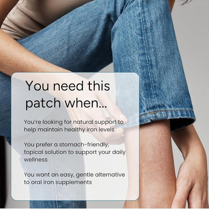 The Patch Remedy Iron Patch | Iron Bisglycinate, Vitamin C, Methylfolate, B12, Beta-Carotene, Astaxanthin | 30 Patches