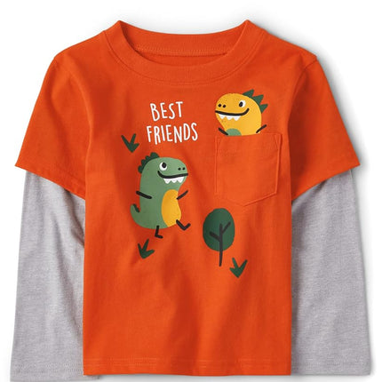 The Children's Place Boys' and Toddler Long Sleeve Fashion Shirts, Ripetomato, 9-12 Months
