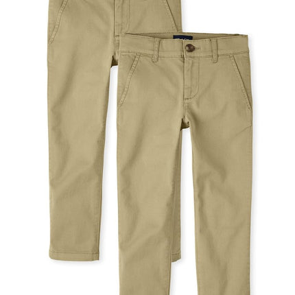 The Children's Place Pantalon Chino Skinny Extensible pour Garçon, Lin Lot de 2, 6 Ans Taille Fine