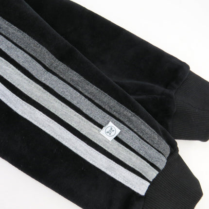 HonestBaby Velour Pullover Hoodie and Zip Front Sweatshirt and Jogger Sweatpants Set Baby, Toddler, Boys, Girls, Unisex, Black with Stripe, 6-9 Months, Black with Stripe, 6-9 Months