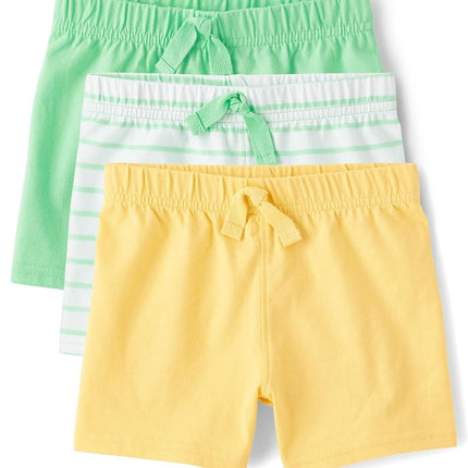 Pantalones de chándal The Children's Place para bebés y recién nacidos, paquete de 3, amarillo/rayas/verde, 9-12 meses