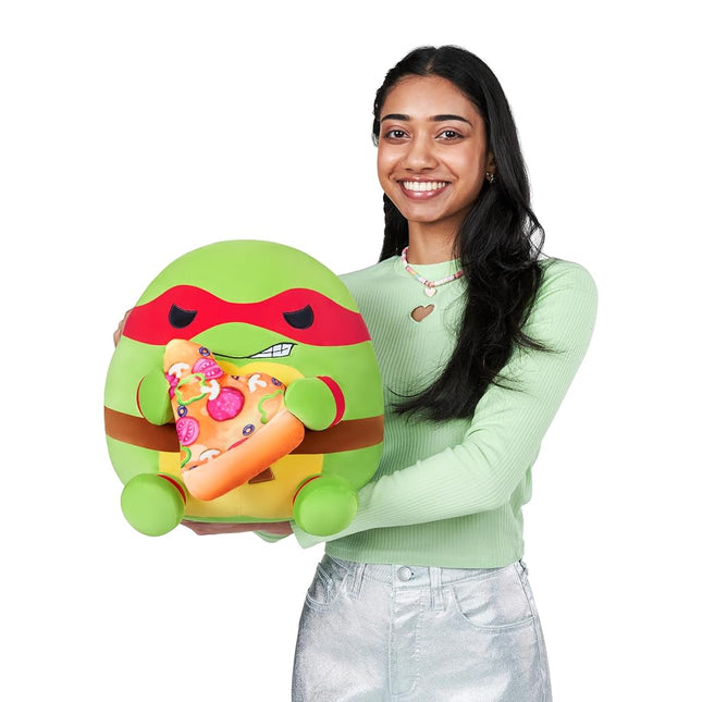 Snackles ZURU Teenage Mutant Ninja Turtles Edition 35cm Plush Fluffy Soft 35cm Teenage Mutant Ninja Turtles Plush Toy with Pizza Accessory (Raphael)