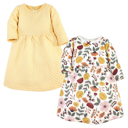 Vestidos de algodón para bebé niña Hudson Baby, estampado botánico de otoño, 3-6 meses