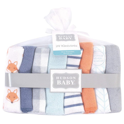 Hudson Baby Unisex Baby Rayon from Bamboo Washcloth Bundle, Fox, One Size