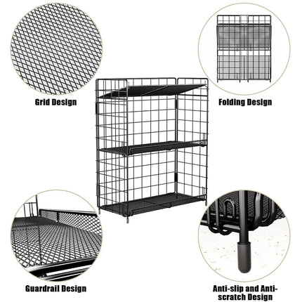 DTUQYX Organisateur d'étagère à épices, étagère à épices à 3 niveaux réglable en hauteur pour armoire, sans installation, étagère de rangement pliable polyvalente, convient pour la cuisine/la salle de bain/la maison/le bureau
