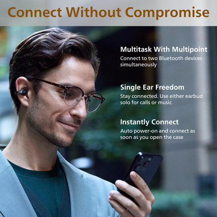 JVC nearphones Open Ear-Cuffs Wireless Headphones with Clasp Mechanism, Multipoint, Single Ear use, BT 5.3, Long Battery Life (up to 24 Hours) - HA-NP1T-H ICE Grey