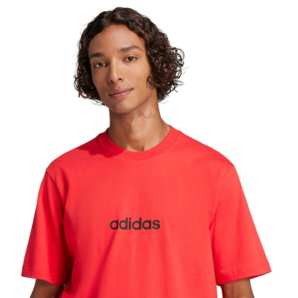 adidas Men's Essential Linear Single Jersey T-Shirt, Pure Ruby/Black, 3XL