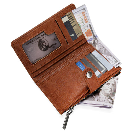 Carteras Wrangler para mujer, tarjetero delgado de dos pliegues, color marrón B, elegante