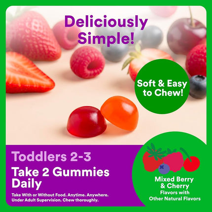 SmartyPants Organic Toddler Multivitamin Gummies: Omega 3 (ALA), Vitamin D3, C, Vitamin B12, B6, A, K & Zinc for Immune Support, Biotin, Vegetarian, Two Fruit Flavors, 60 Count (30 Day Supply)
